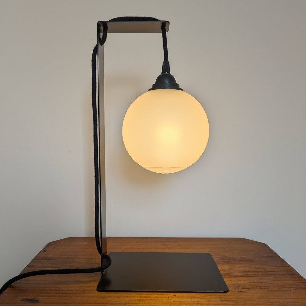 Lampe de table noire en métal plié