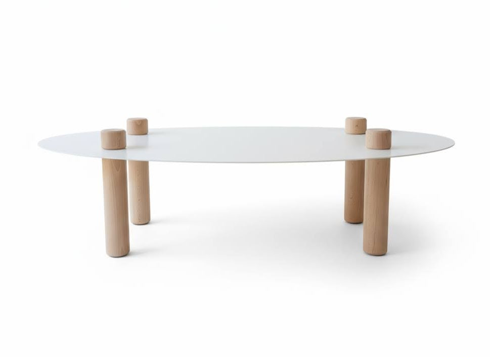 Table basse elliptique blanche