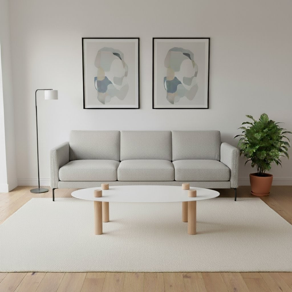 Table basse elliptique blanche