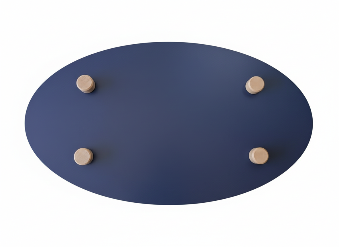 Table basse elliptique bleue