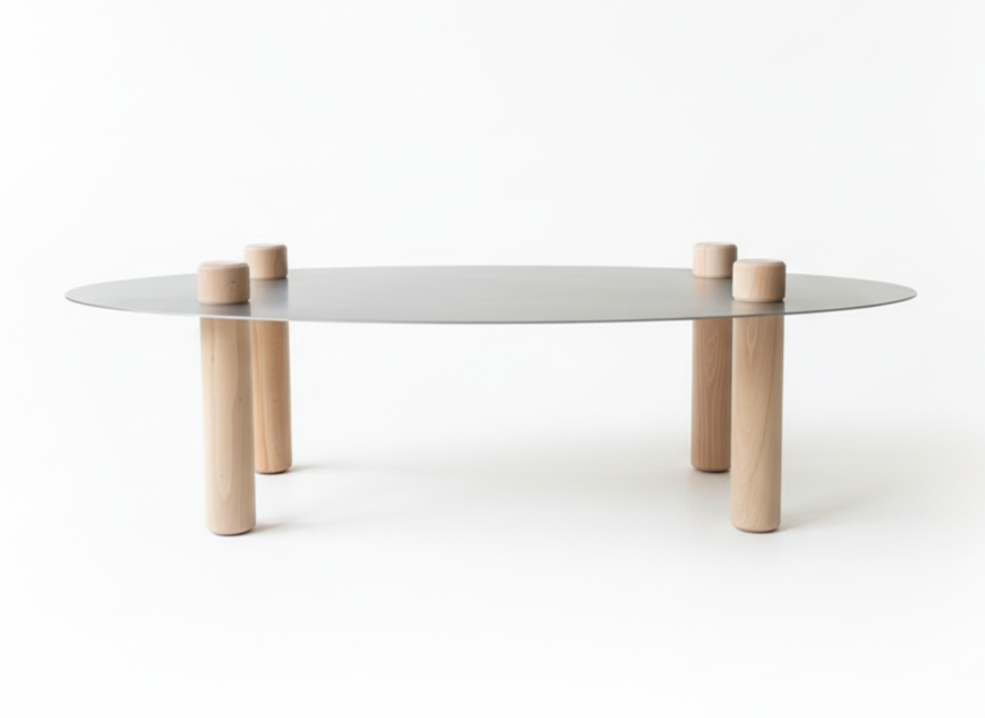 Table basse elliptique inox brossé