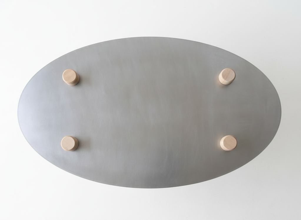 Table basse elliptique inox brossé