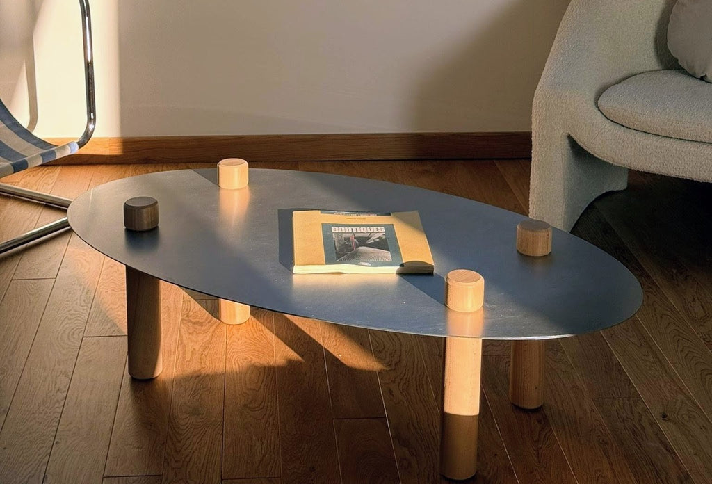 Table basse elliptique inox brossé