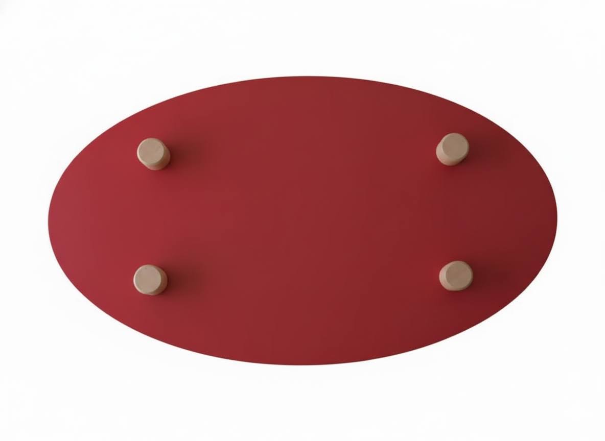Table basse elliptique rouge