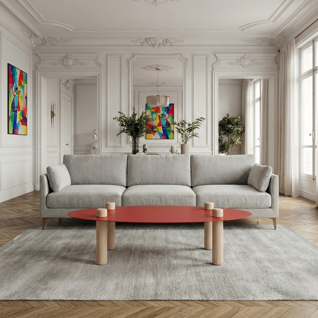 Table basse elliptique rouge