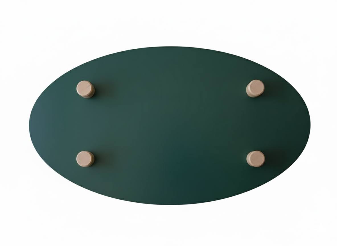 Table basse elliptique verte