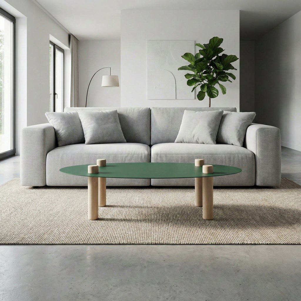 Table basse elliptique verte