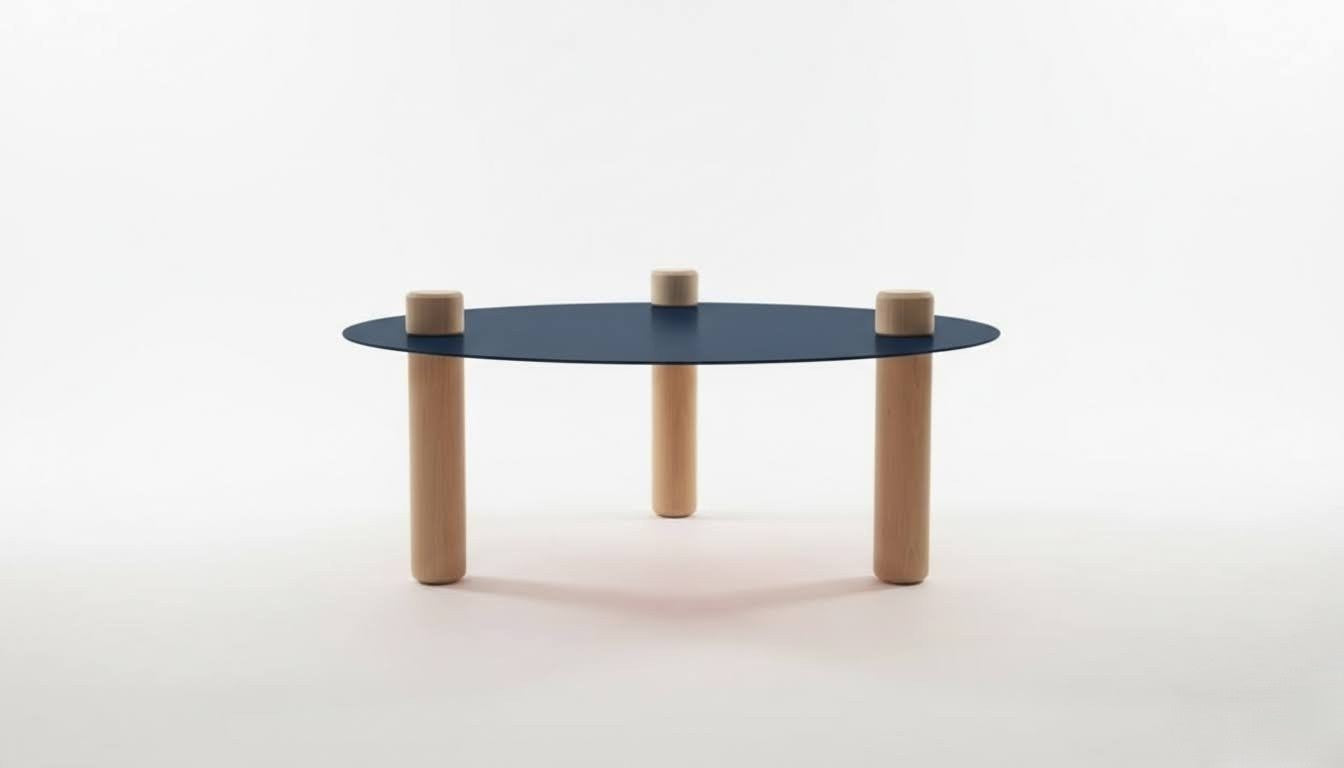 Table basse ronde bleue