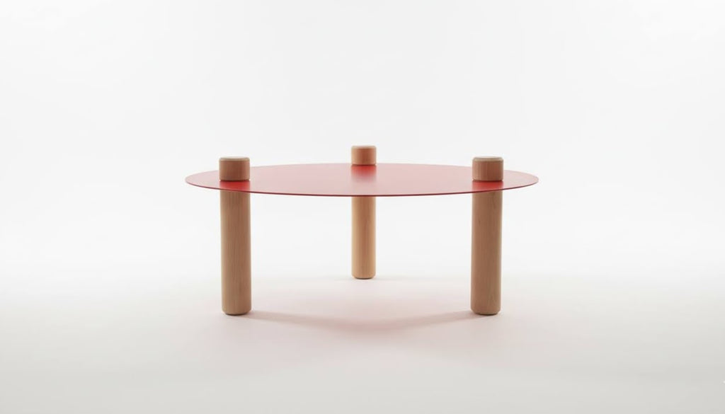 Table basse ronde rouge